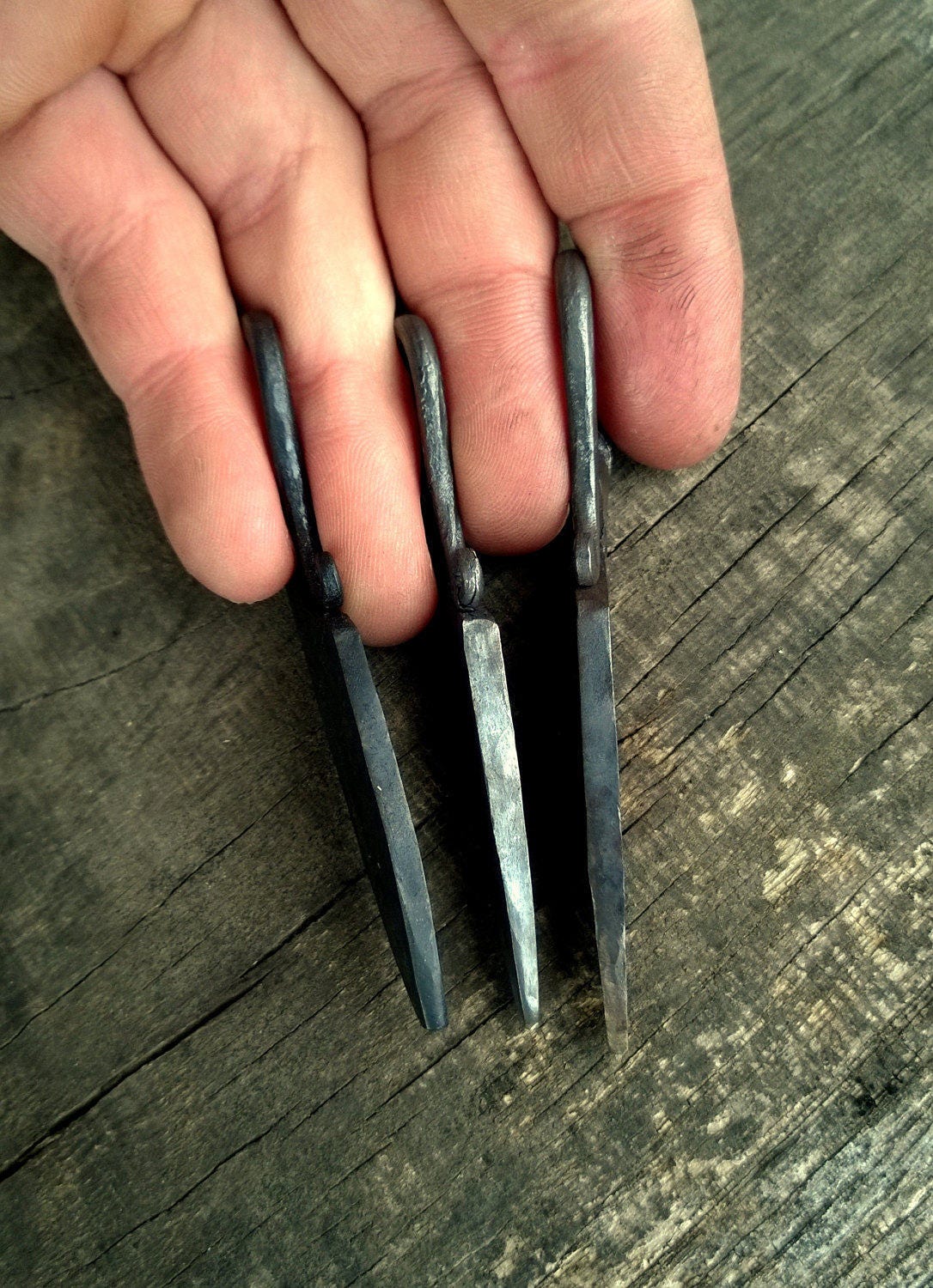 Viking knife pendant, Blacksmith knife, Viking Knife with natural cut leather cord