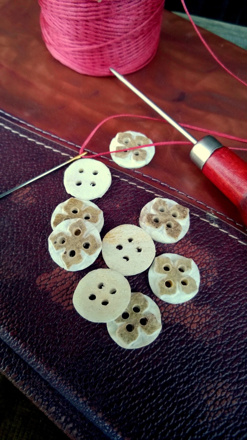 Antler Carved Flower Buttons