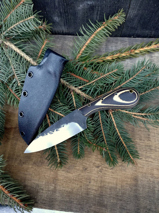Drop point knife, Skinning knife with kydex sheath, Skinner, Hunting knife, Fishing knife, Camp knife, Bird and trout knife