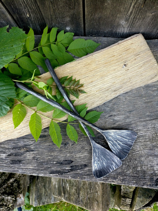 Salad servers, Hanforged stainless steel, Forged servers, Modern salad servers