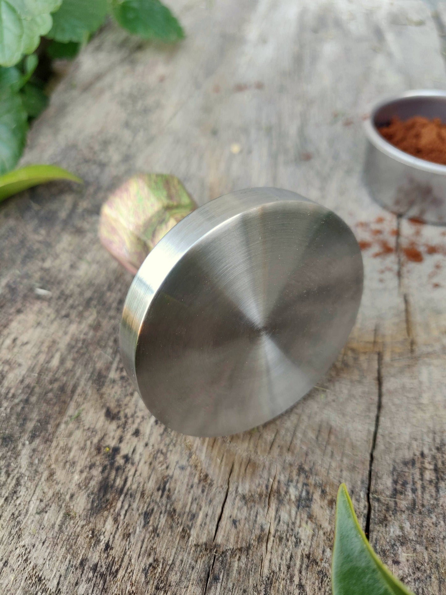 Coffee tamper, 58.5mm, Multicolored stabilized poplar wood, Stainless steel tamper, Handmade coffee tamper