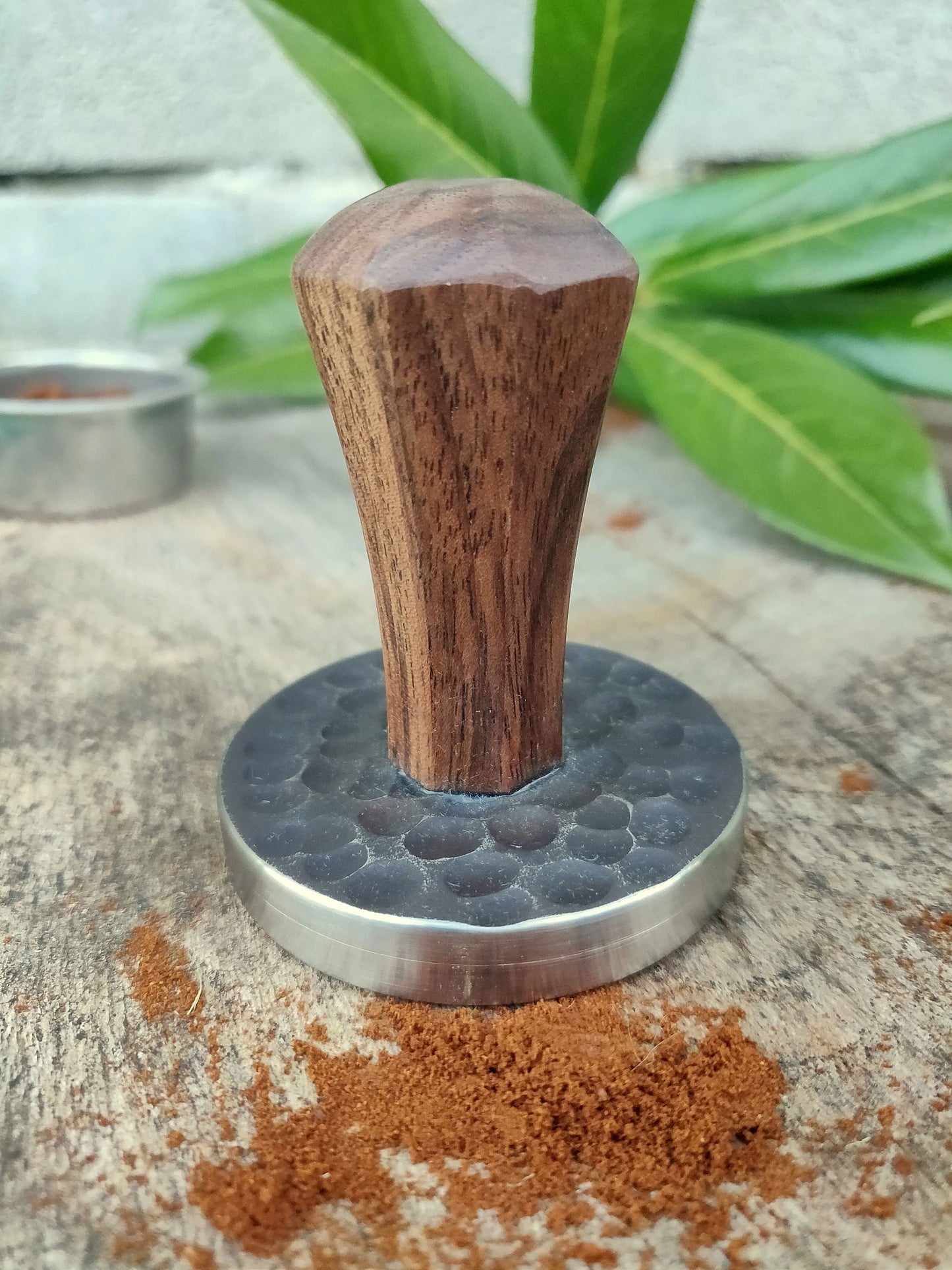 Coffee tamper, 58mm Walnut wood tamper, Stainless steel tamper, Handmade coffee tamper