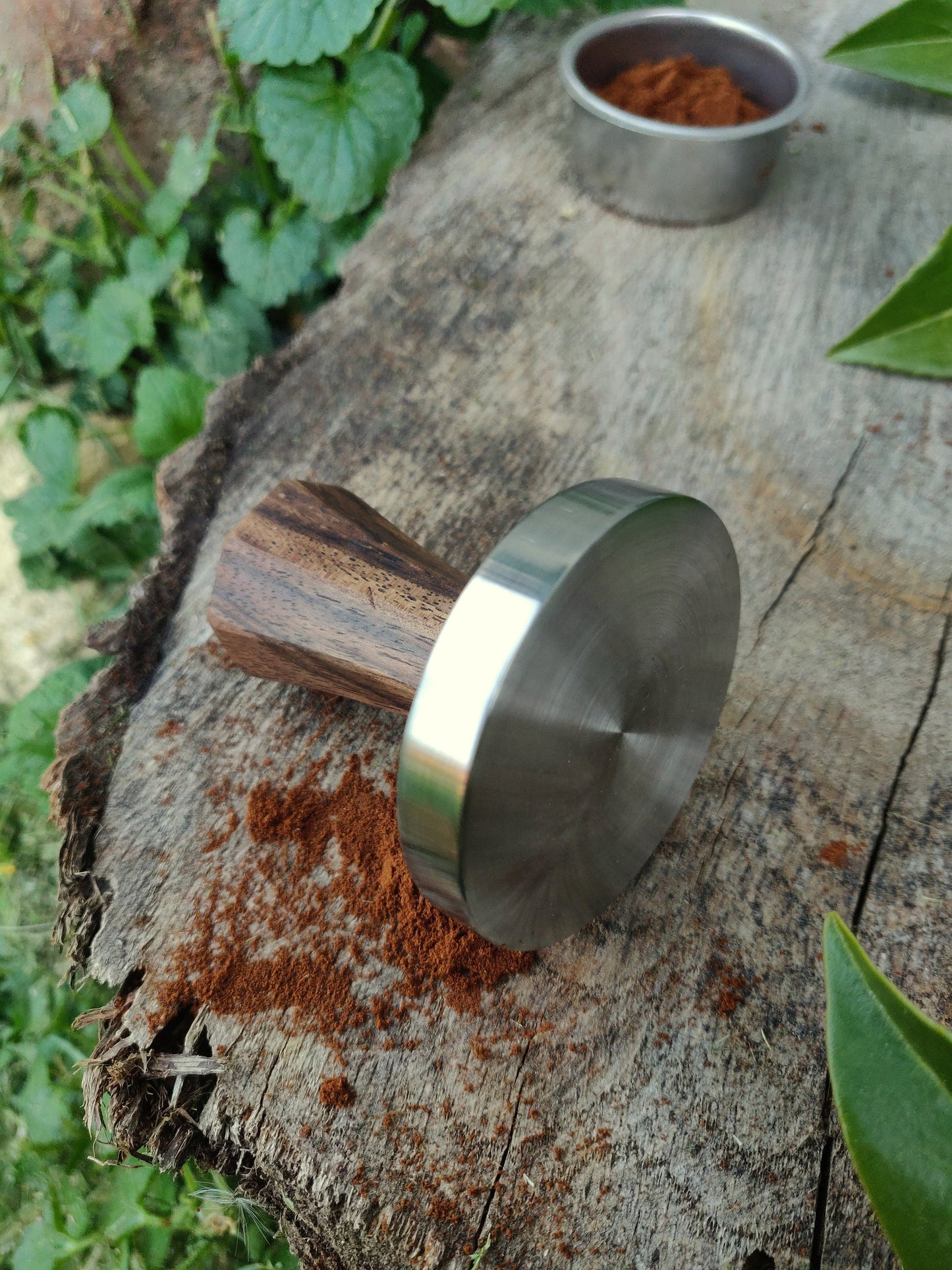 Coffee tamper, 58mm Walnut wood tamper, Stainless steel tamper, Handmade coffee tamper