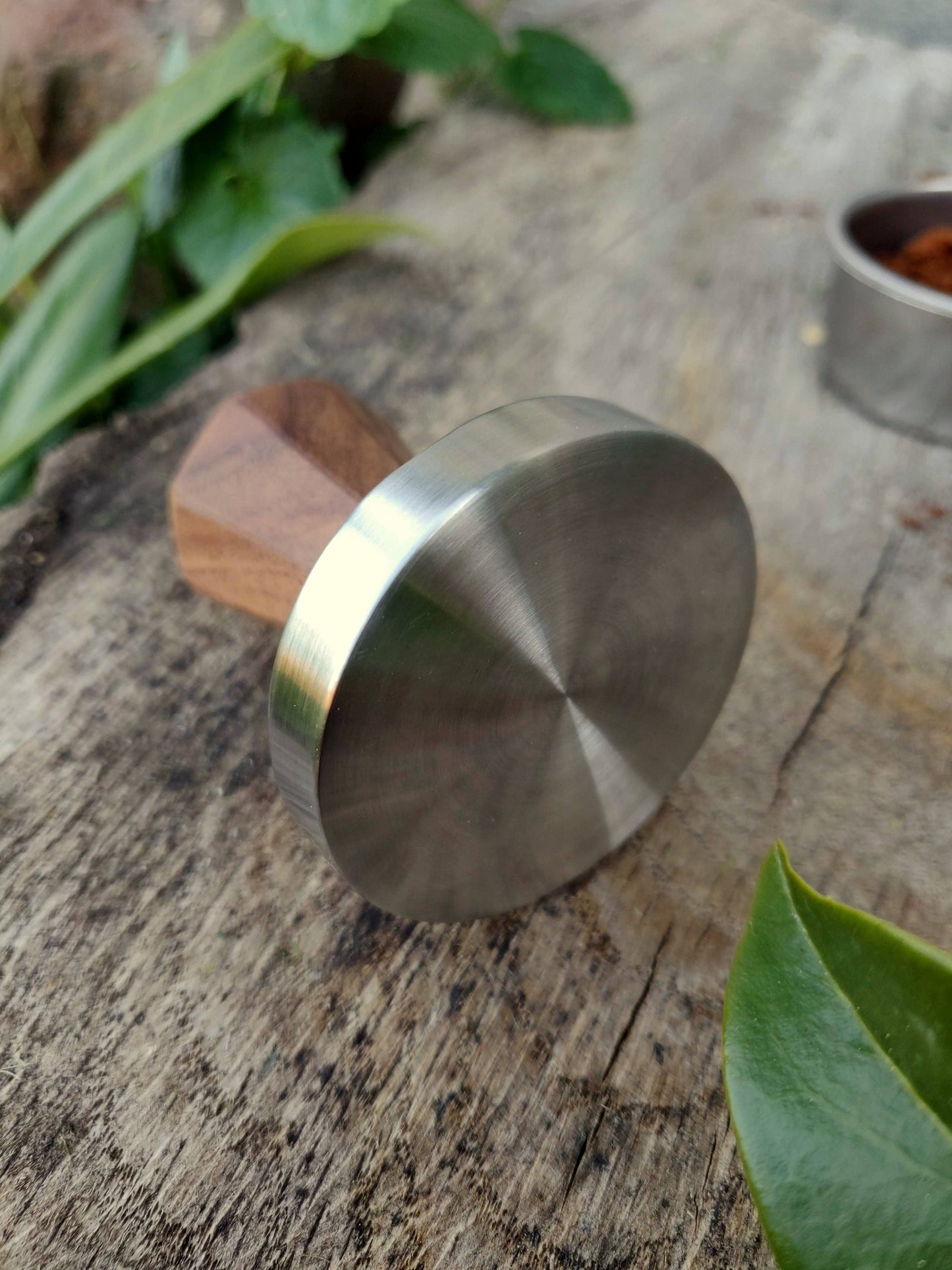 Coffee tamper, 51mm Walnut wood tamper, Stainless steel tamper, Handmade coffee tamper