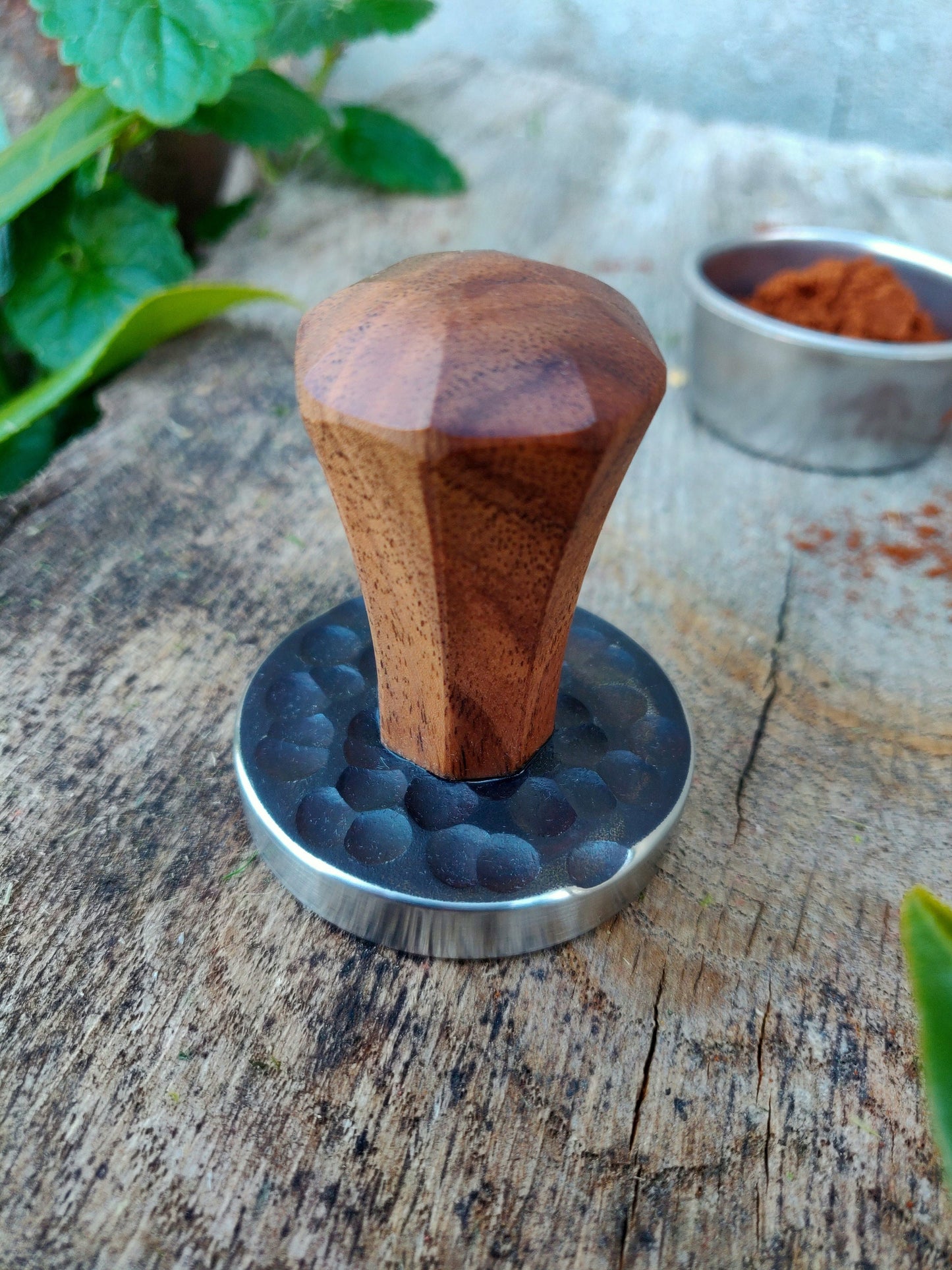 Coffee tamper, 51mm Walnut wood tamper, Stainless steel tamper, Handmade coffee tamper