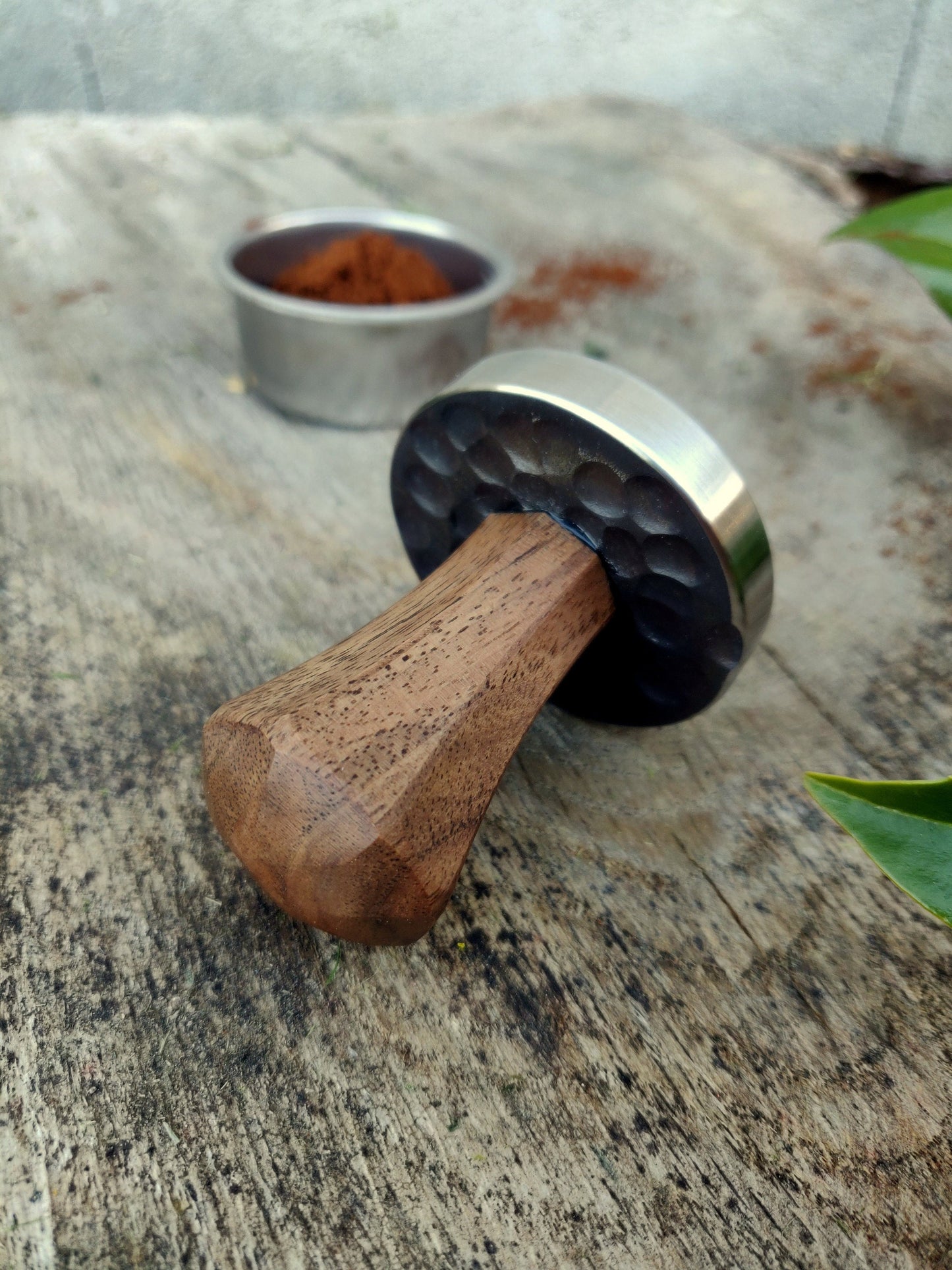 Coffee tamper, 51mm Walnut wood tamper, Stainless steel tamper, Handmade coffee tamper