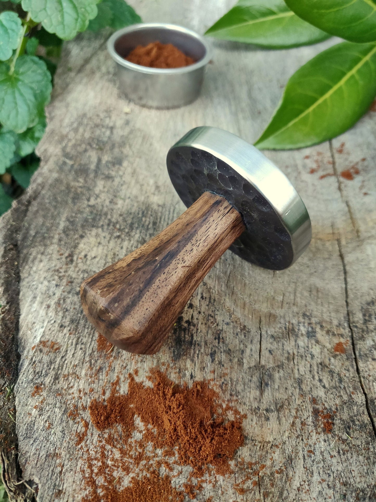 Coffee tamper, 58mm Walnut wood tamper, Stainless steel tamper, Handmade coffee tamper