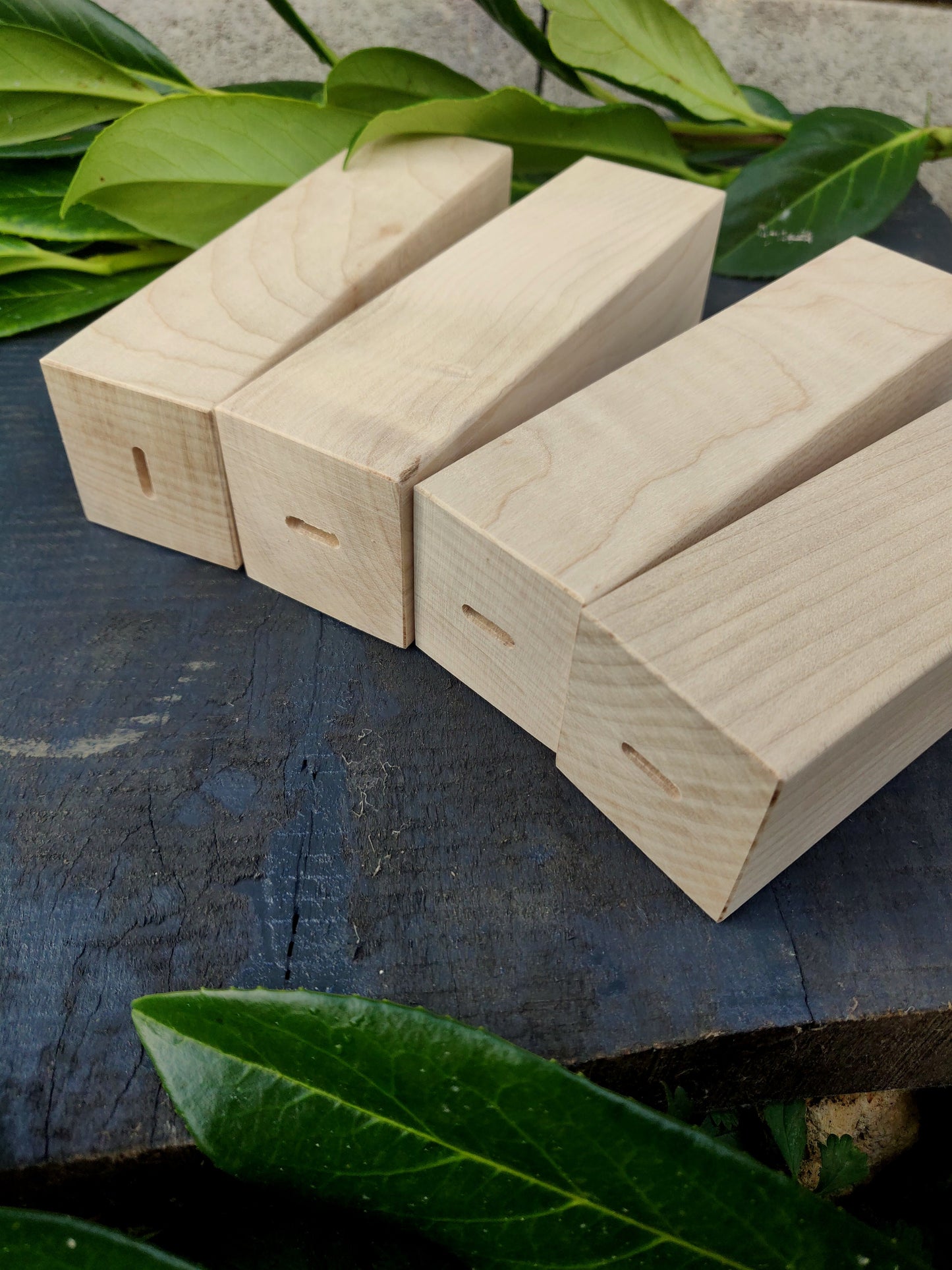 Maple knife handle block, 40x40x145mm with premade hole. Woodcarving