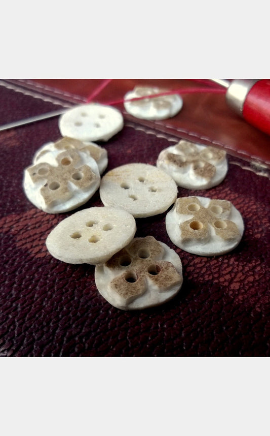 Antler Carved Flower Buttons