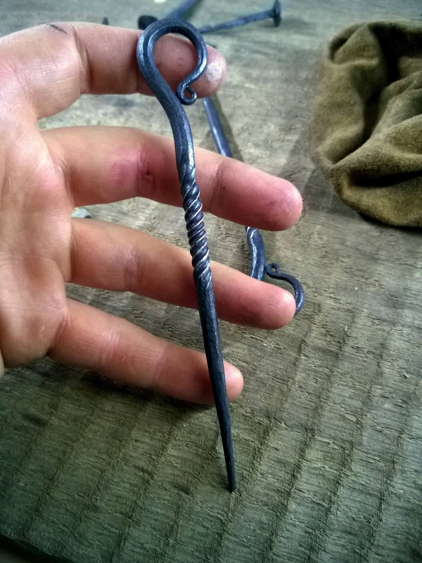 Handforged hairpin, Blacksmith hairpin