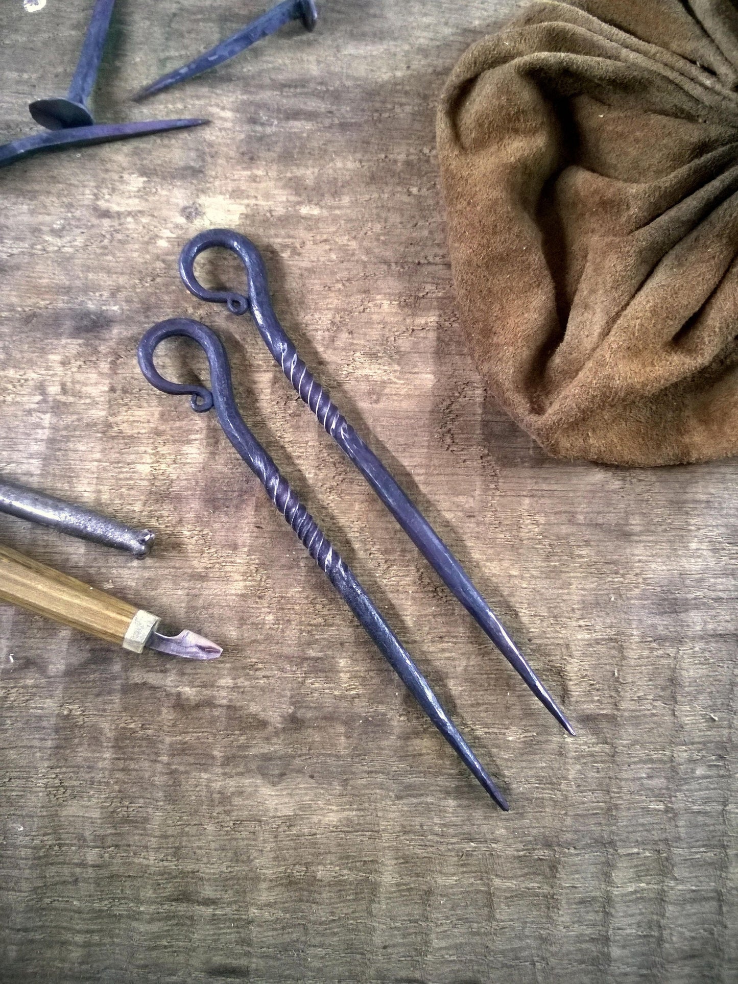 Handforged hairpin, Blacksmith hairpin