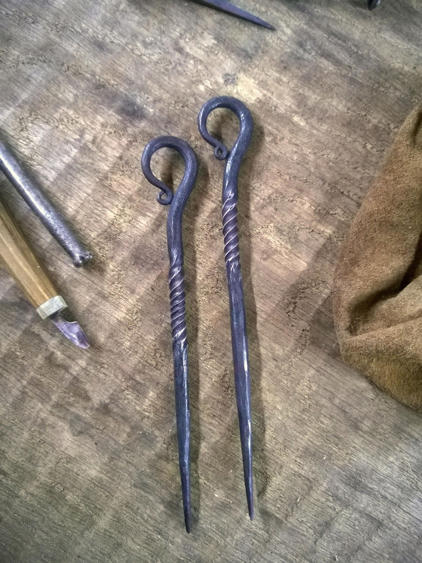 Handforged hairpin, Blacksmith hairpin