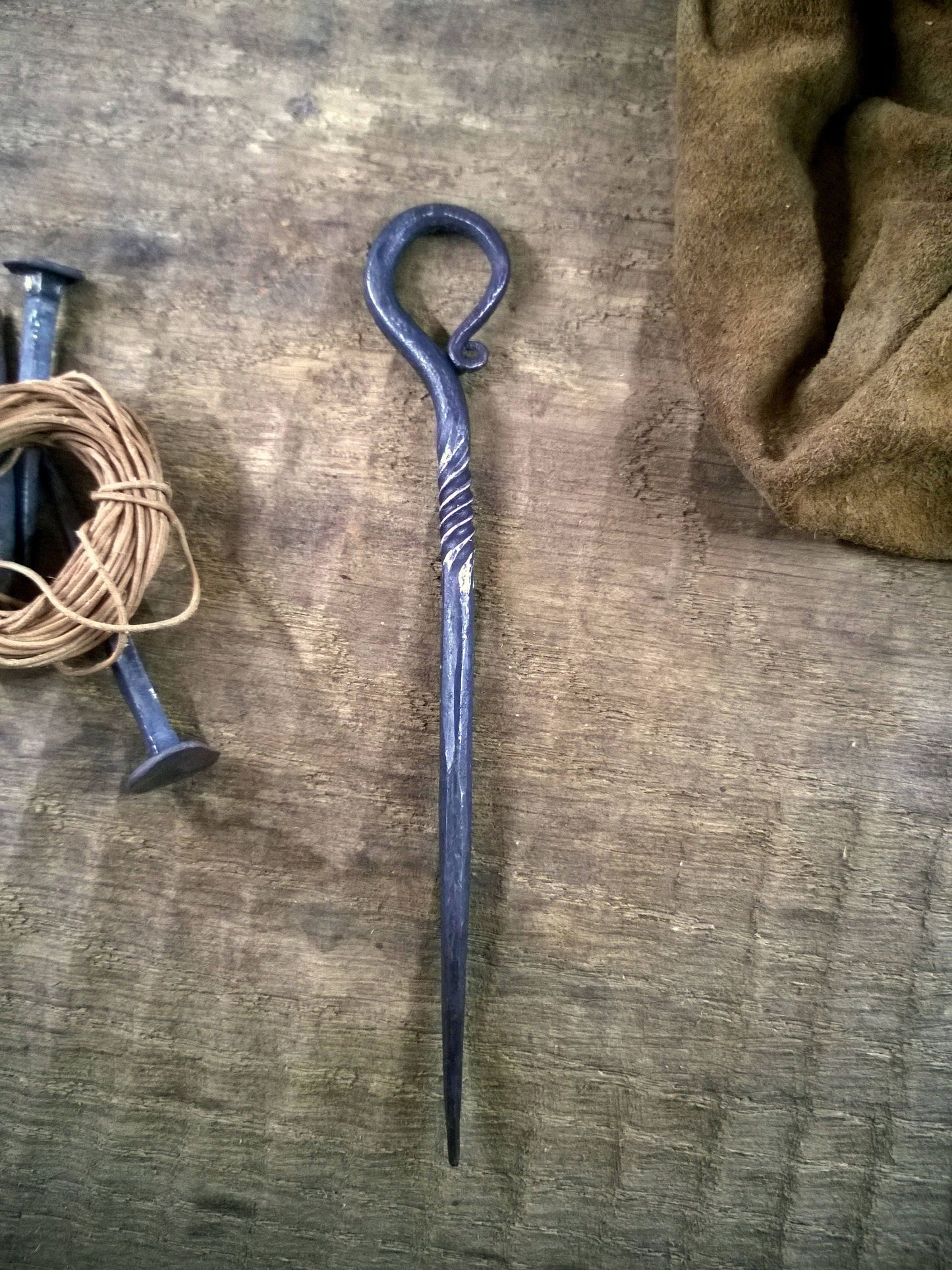 Handforged hairpin, Blacksmith hairpin