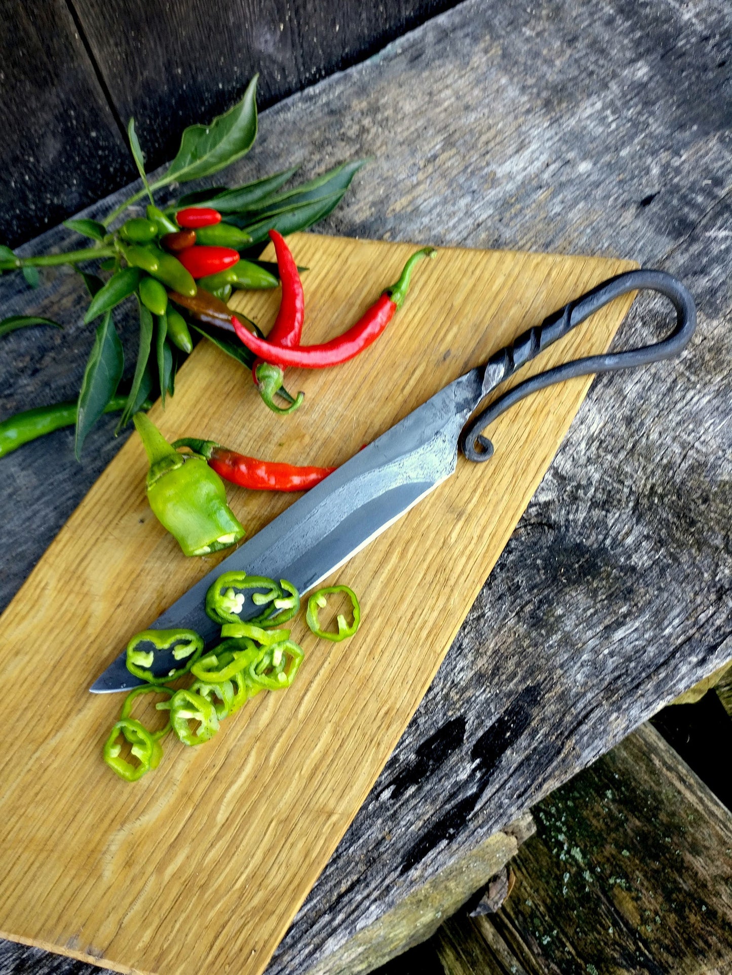 Big blacksmith's knife with leather sheath, viking knife