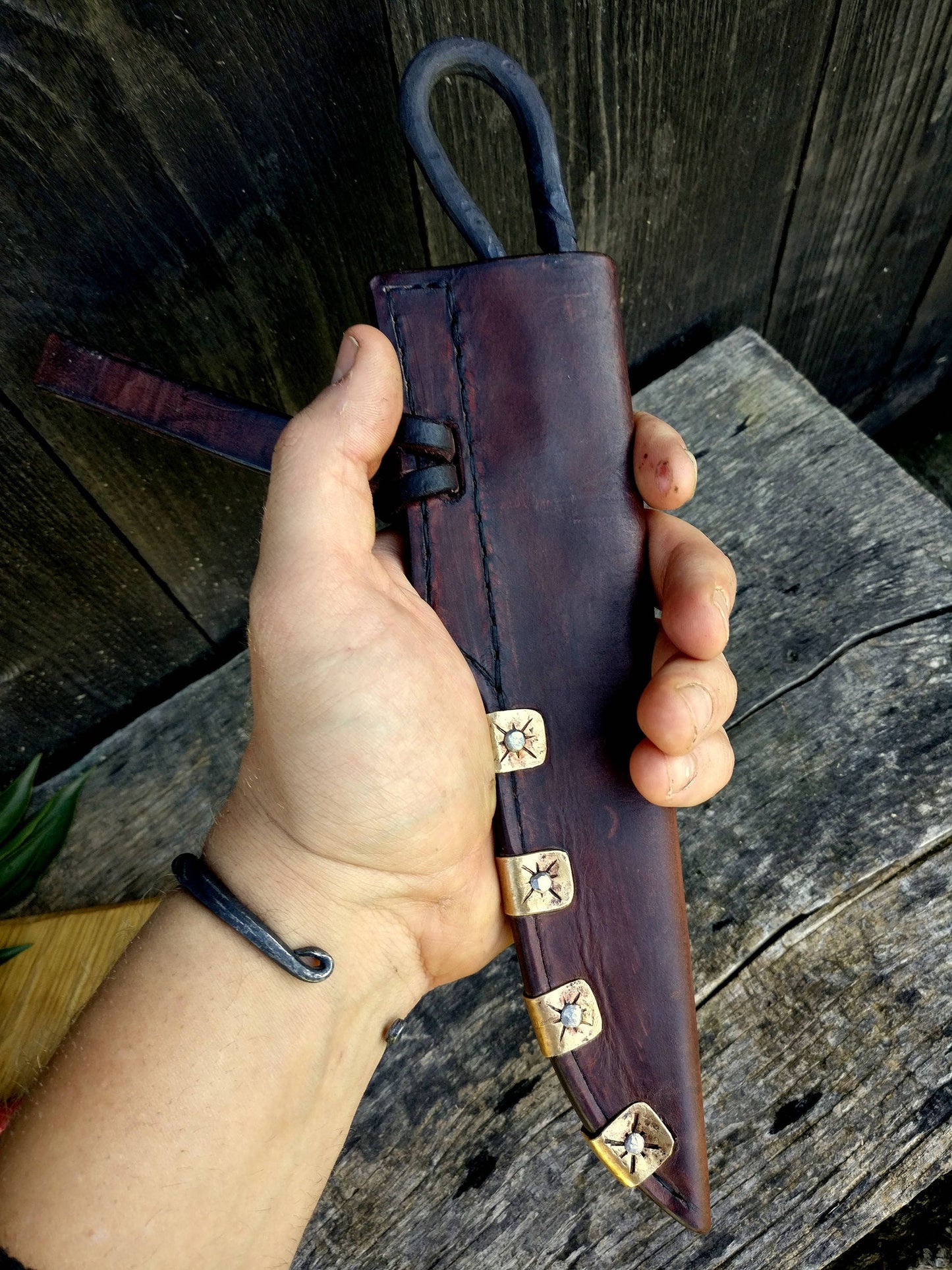 Big blacksmith's knife with leather sheath, viking knife