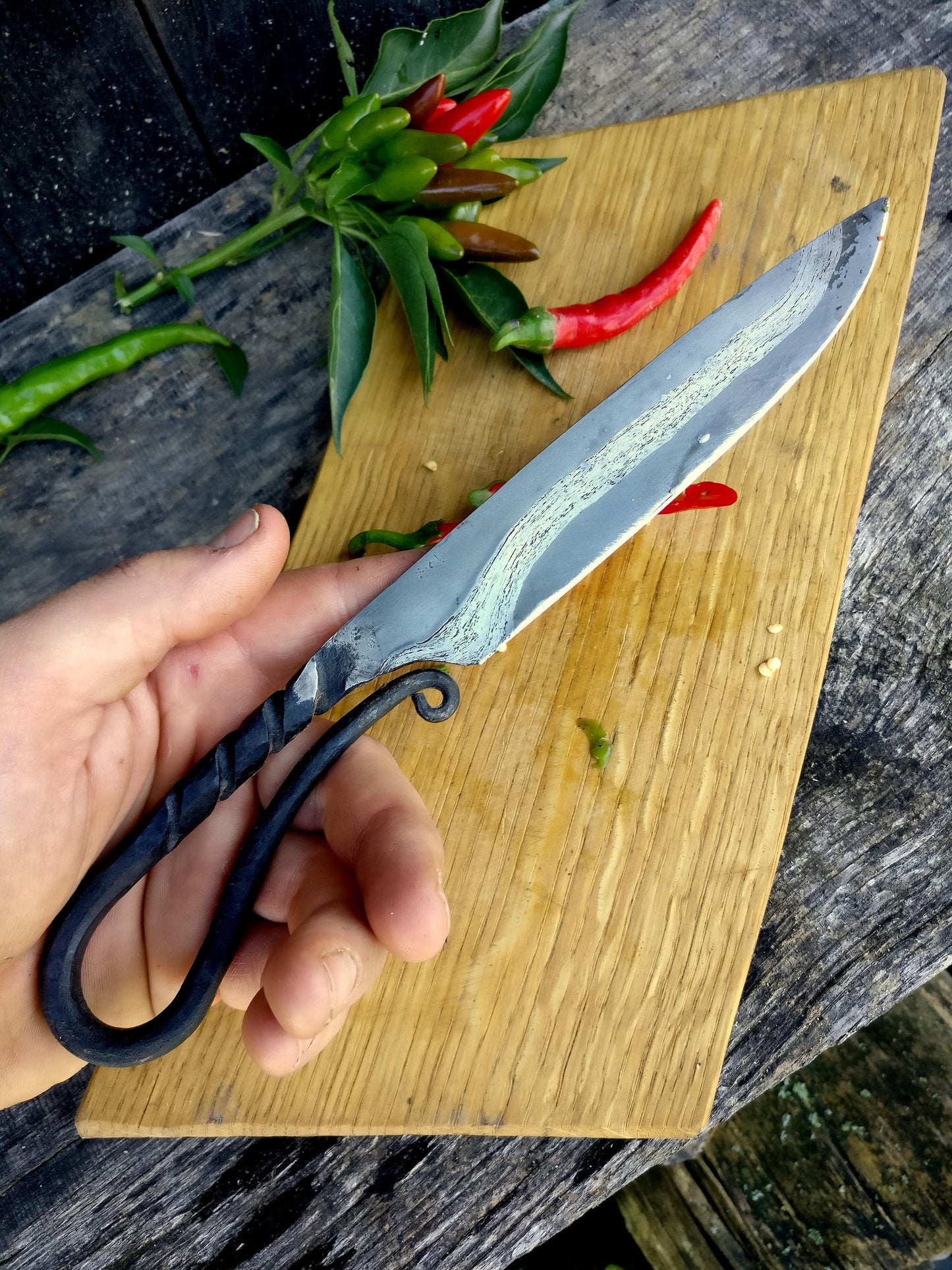 Big blacksmith's knife with leather sheath, viking knife