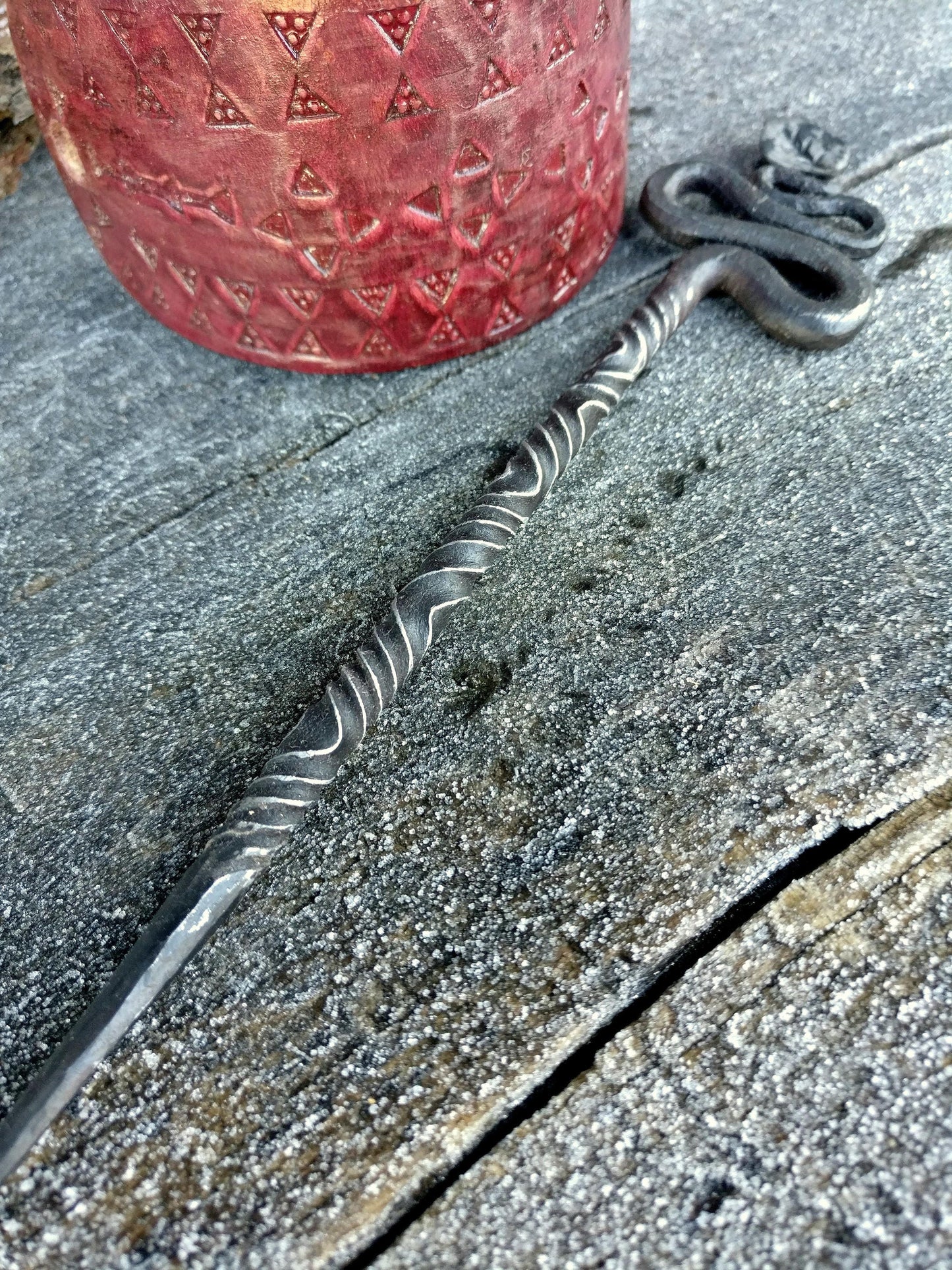 Iron Hairpin, Blacksmith hairpin, Twisted hairpin, Leaf hairpin