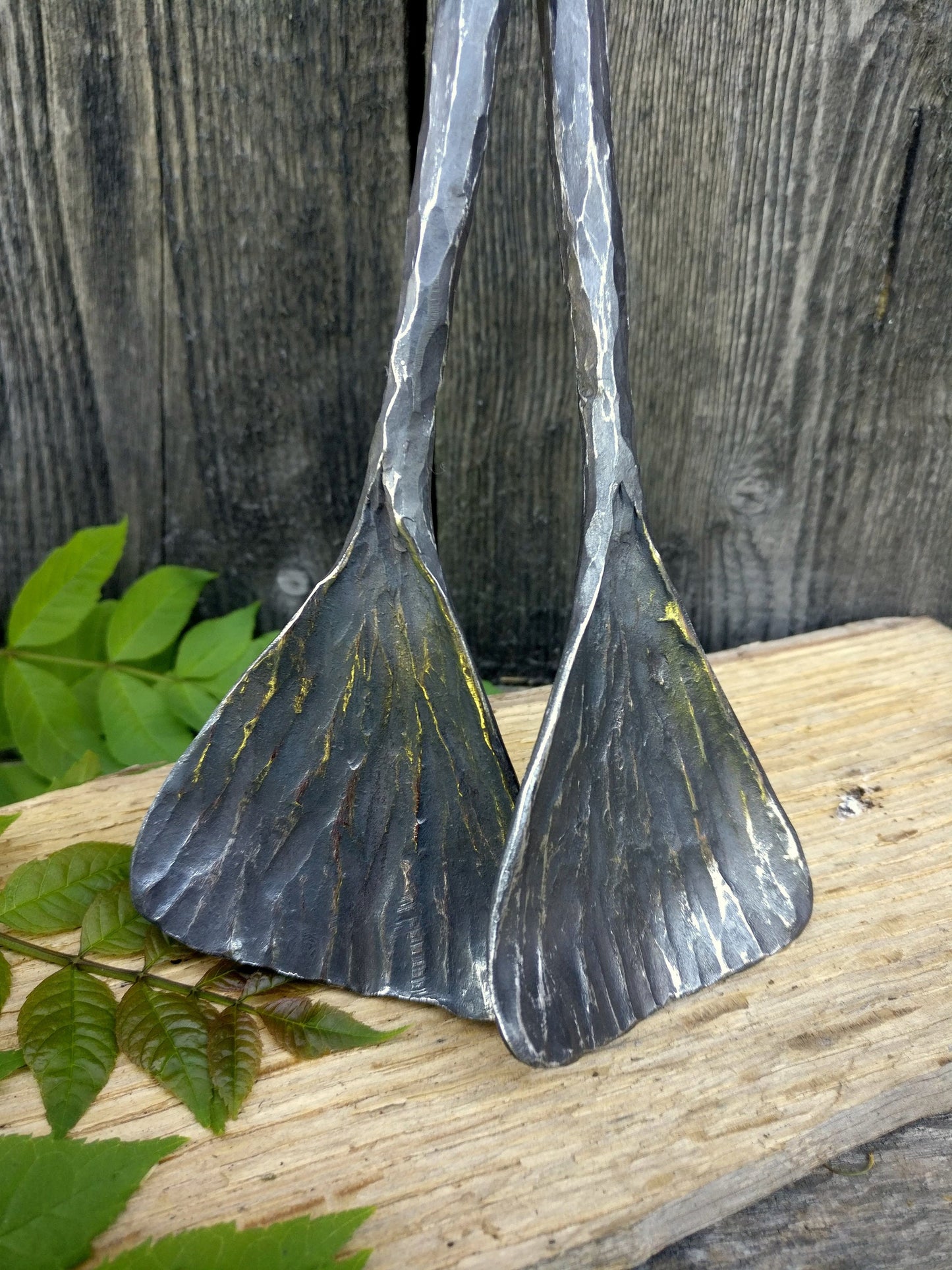 Salad servers, Hanforged stainless steel, Forged servers, Modern salad servers