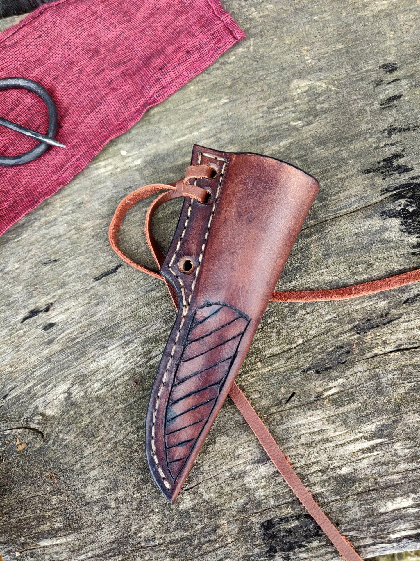 Leather sheath for Mora 120, Made to order leather sheath for carving knife. Vegetable leather sheat. Handtooled sheath