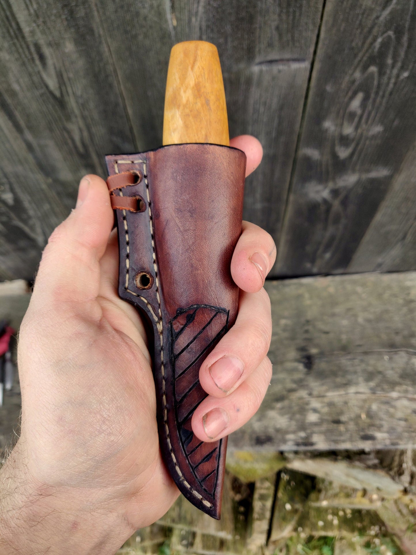 Leather sheath for Mora 120, Made to order leather sheath for carving knife. Vegetable leather sheat. Handtooled sheath